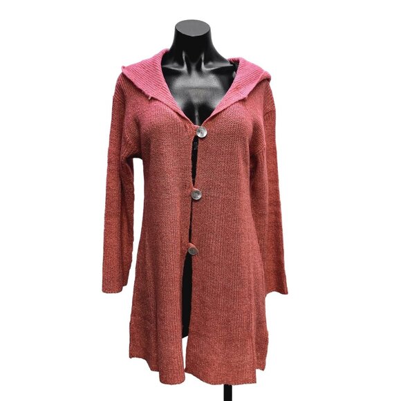 Soft Surroundings Sweaters - NWT Soft Surroundings Light Rust Hooded Knit Cardigan Sweater Size S